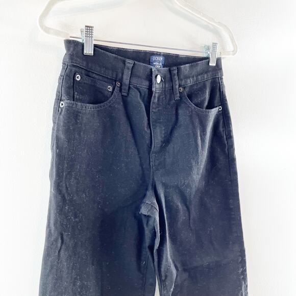 J. Crew Wide Leg High Rise Cropped Stretch Jeans Black 27 / 4 - Picture 10 of 10